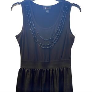 B Wear Black Cocktail Shiny Dress Size Medium Beaded Necklace Shimmer Black